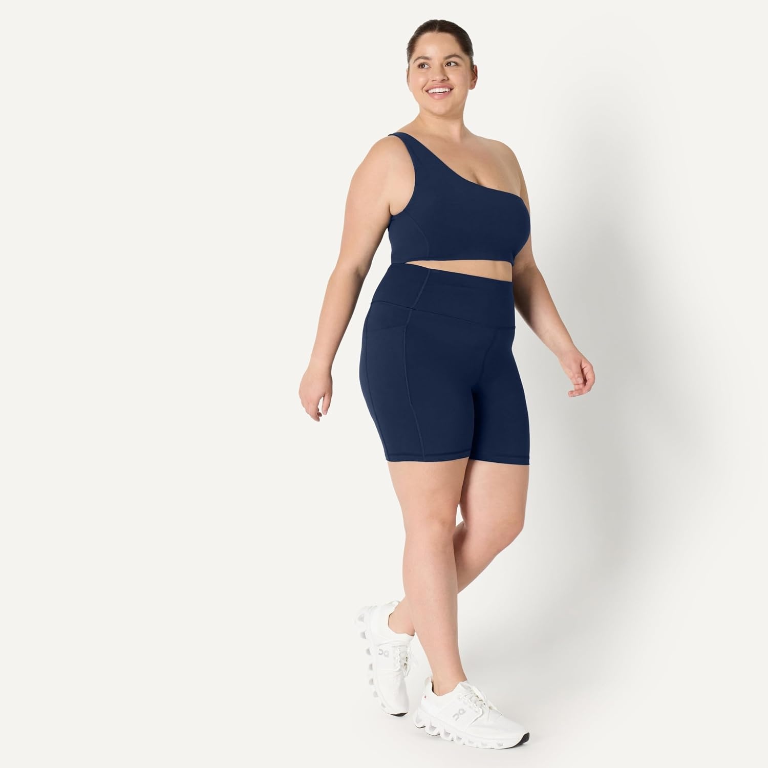 image:imageAmazon Essentials Womens Active FormFlex Buttery Soft High Waist 7 Yoga Biker ShortsNavy