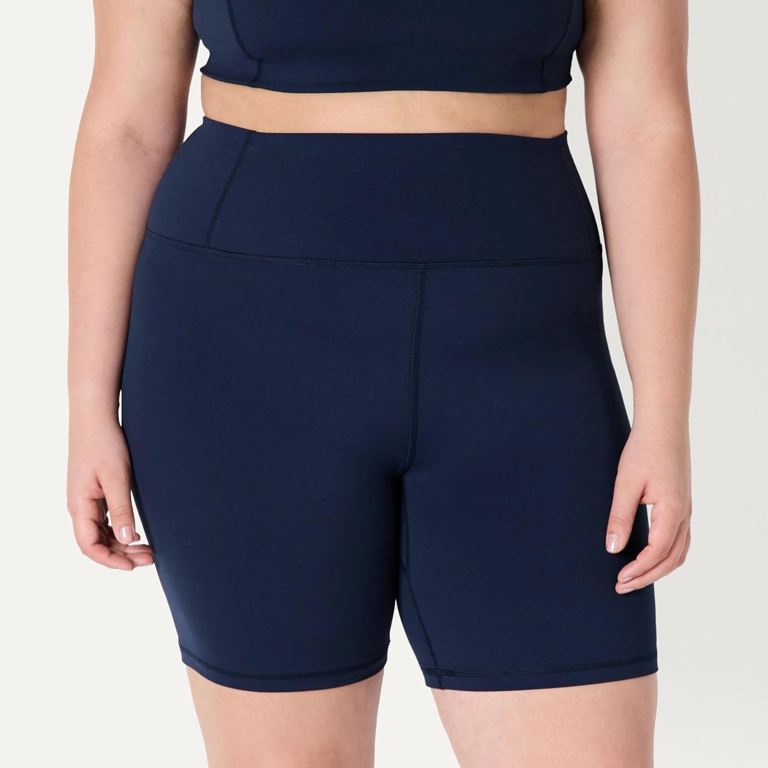 image:imageAmazon Essentials Womens Active FormFlex Buttery Soft High Waist 7 Yoga Biker ShortsNavy
