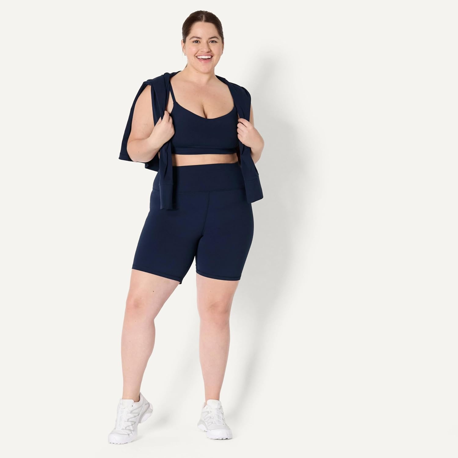 image:imageAmazon Essentials Womens Active FormFlex Buttery Soft High Waist 7 Yoga Biker ShortsNavy