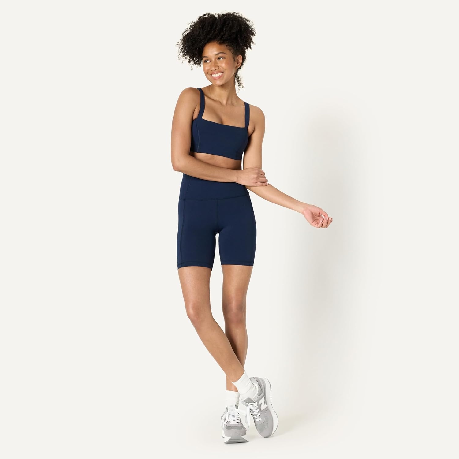 image:imageAmazon Essentials Womens Active FormFlex Buttery Soft High Waist 7 Yoga Biker ShortsNavy