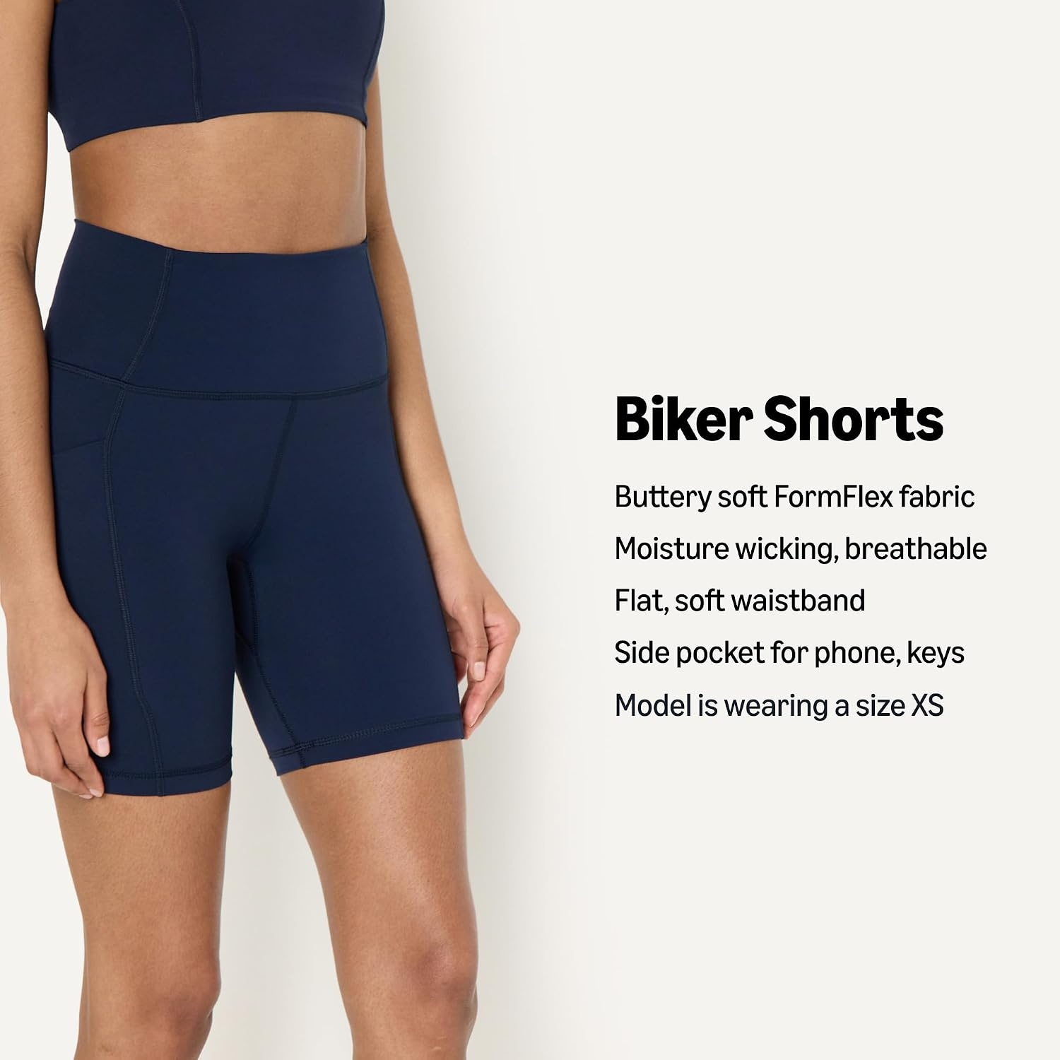 image:imageAmazon Essentials Womens Active FormFlex Buttery Soft High Waist 7 Yoga Biker ShortsNavy