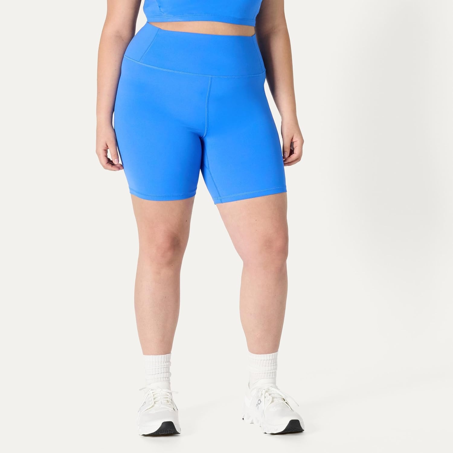 image:imageAmazon Essentials Womens Active FormFlex Buttery Soft High Waist 7 Yoga Biker ShortsOcean Blue