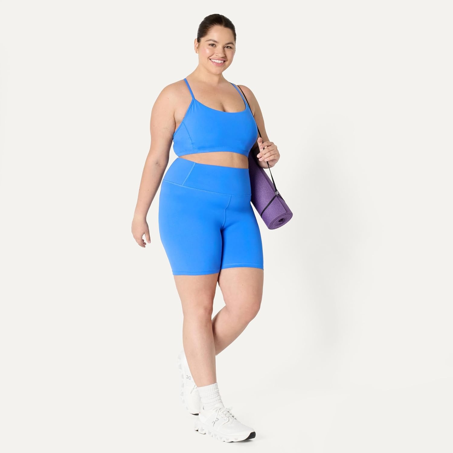 image:imageAmazon Essentials Womens Active FormFlex Buttery Soft High Waist 7 Yoga Biker ShortsOcean Blue