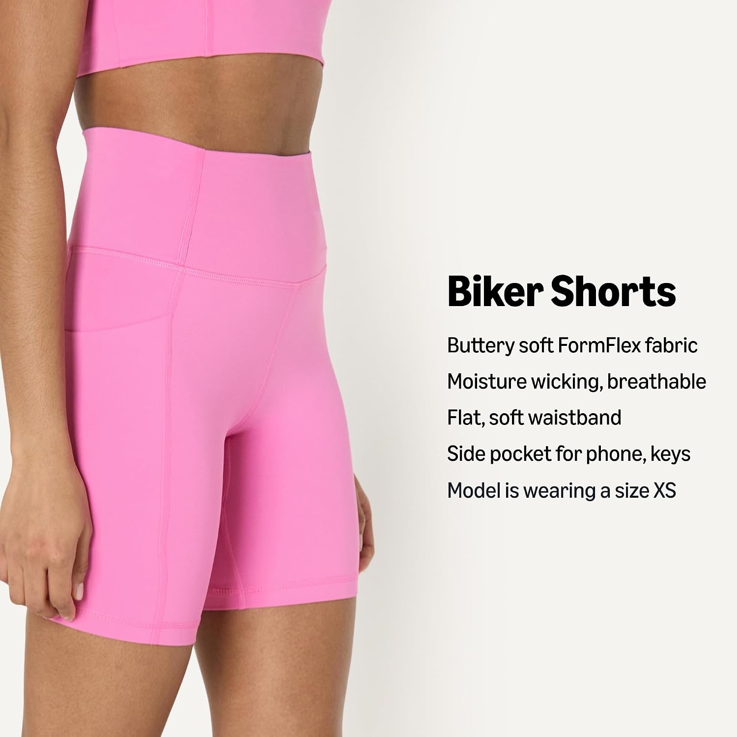image:imageAmazon Essentials Womens Active FormFlex Buttery Soft High Waist 7 Yoga Biker ShortsPink