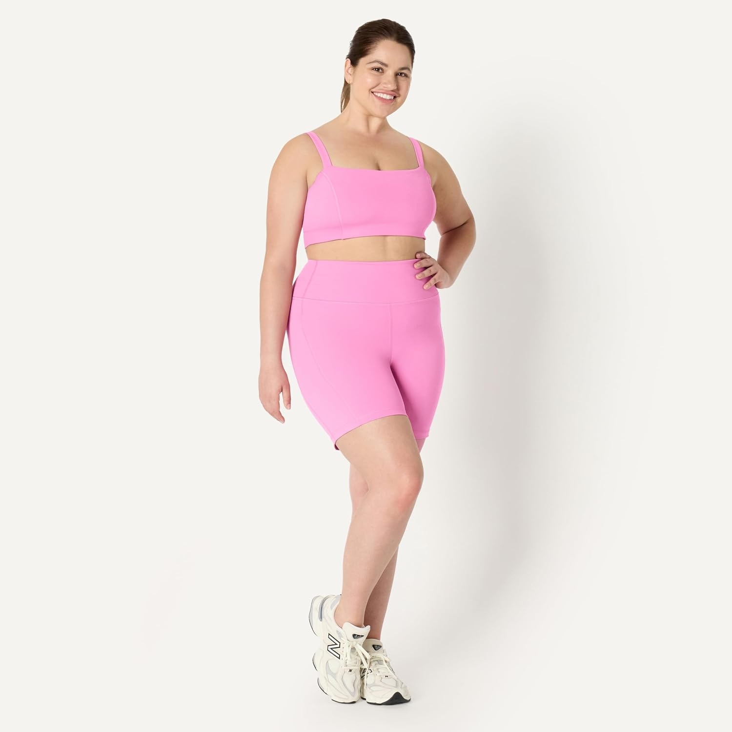 image:imageAmazon Essentials Womens Active FormFlex Buttery Soft High Waist 7 Yoga Biker ShortsPink