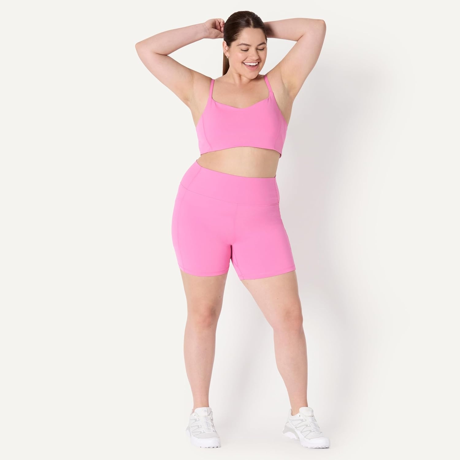 image:imageAmazon Essentials Womens Active FormFlex Buttery Soft High Waist 7 Yoga Biker ShortsPink