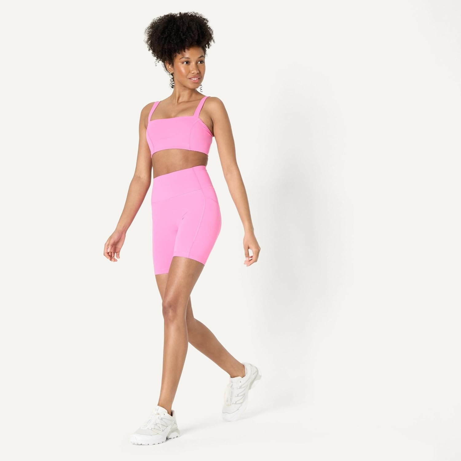 image:imageAmazon Essentials Womens Active FormFlex Buttery Soft High Waist 7 Yoga Biker ShortsPink