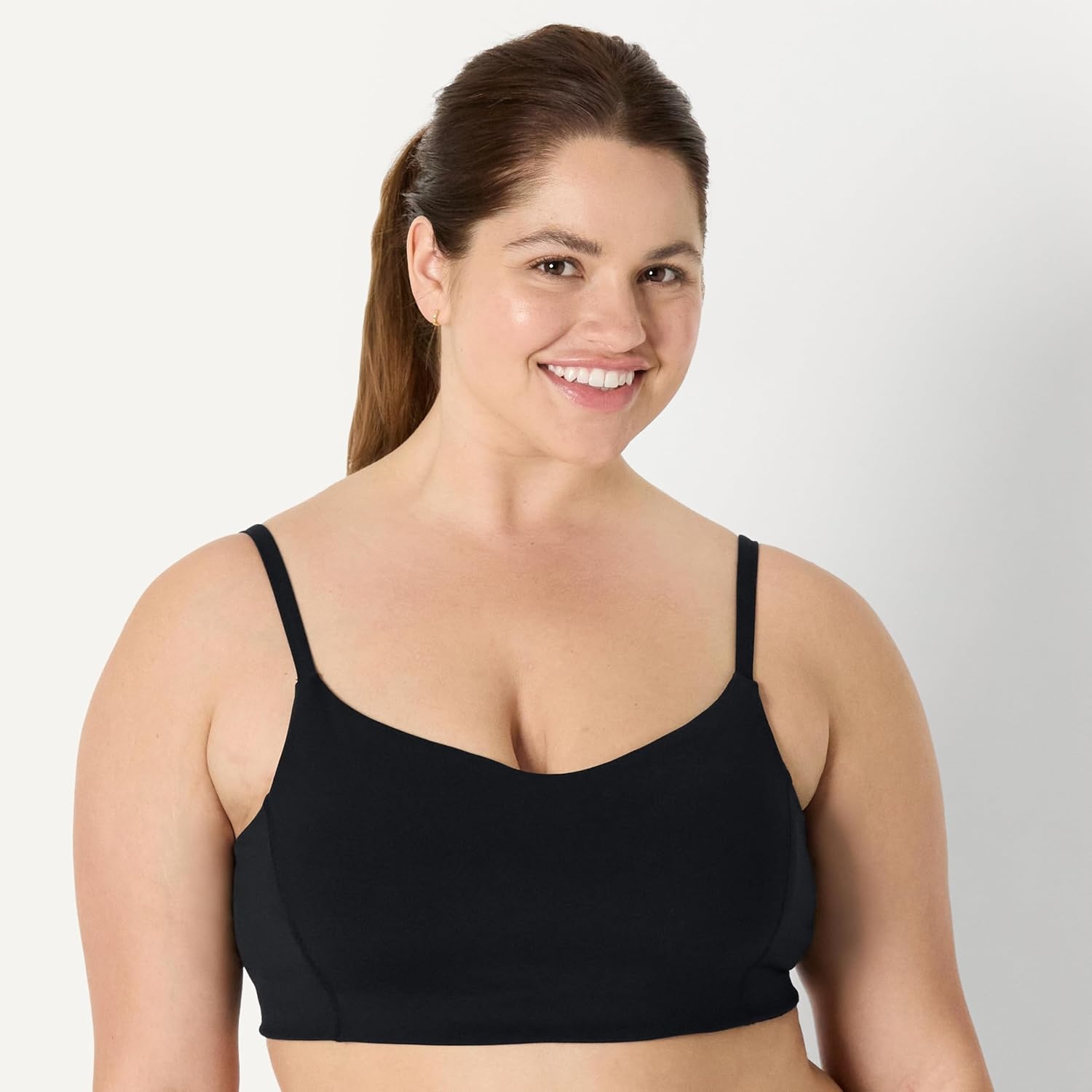 image:imageAmazon Essentials Womens Active FormFlex Buttery Soft Light Support Sports Bra Removable Cups Breathable Moisture WickingBlack