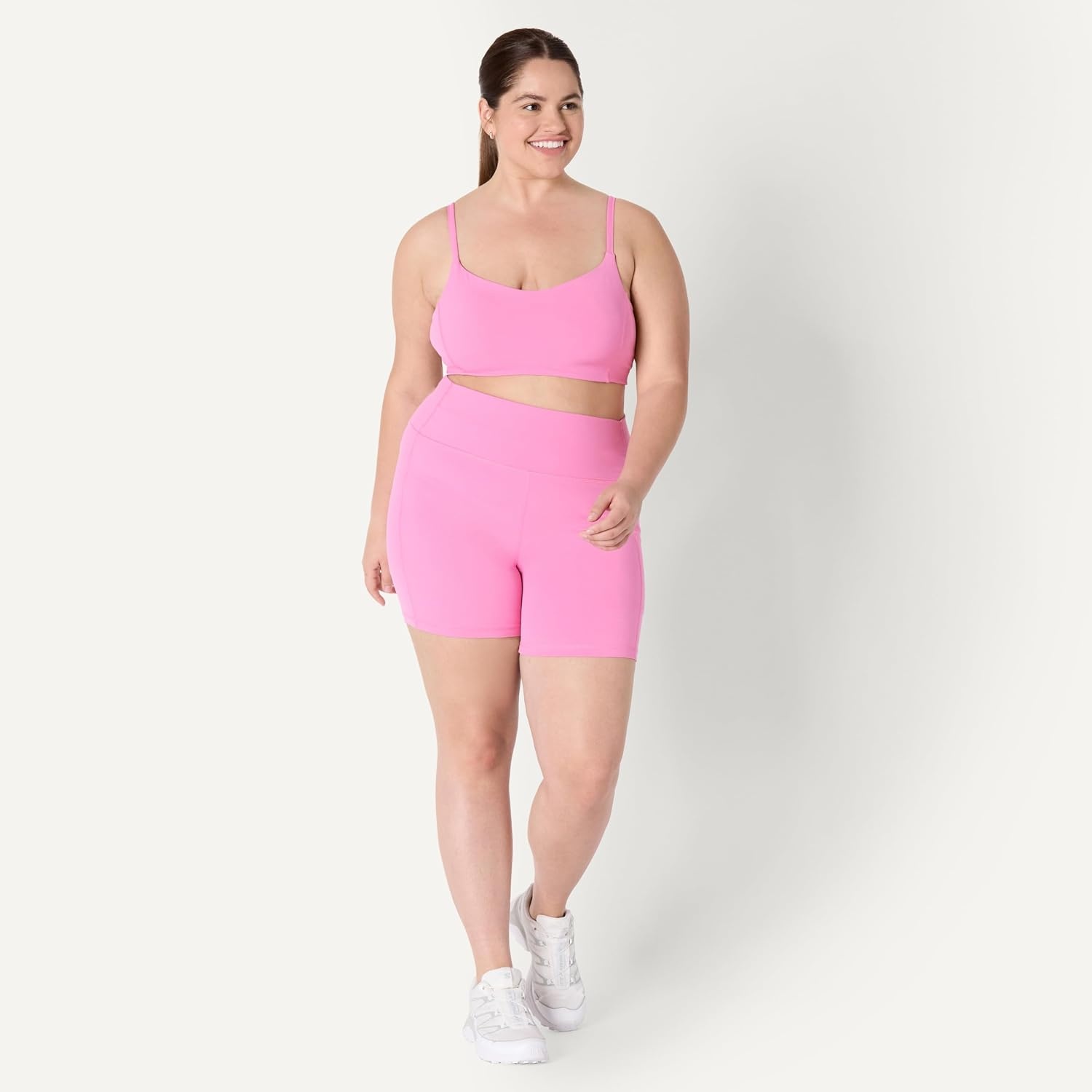 image:imageAmazon Essentials Womens Active FormFlex Buttery Soft Light Support Sports Bra Removable Cups Breathable Moisture WickingFlamingo Pink