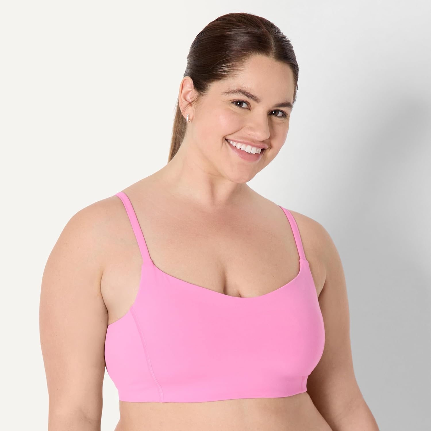 image:imageAmazon Essentials Womens Active FormFlex Buttery Soft Light Support Sports Bra Removable Cups Breathable Moisture WickingFlamingo Pink