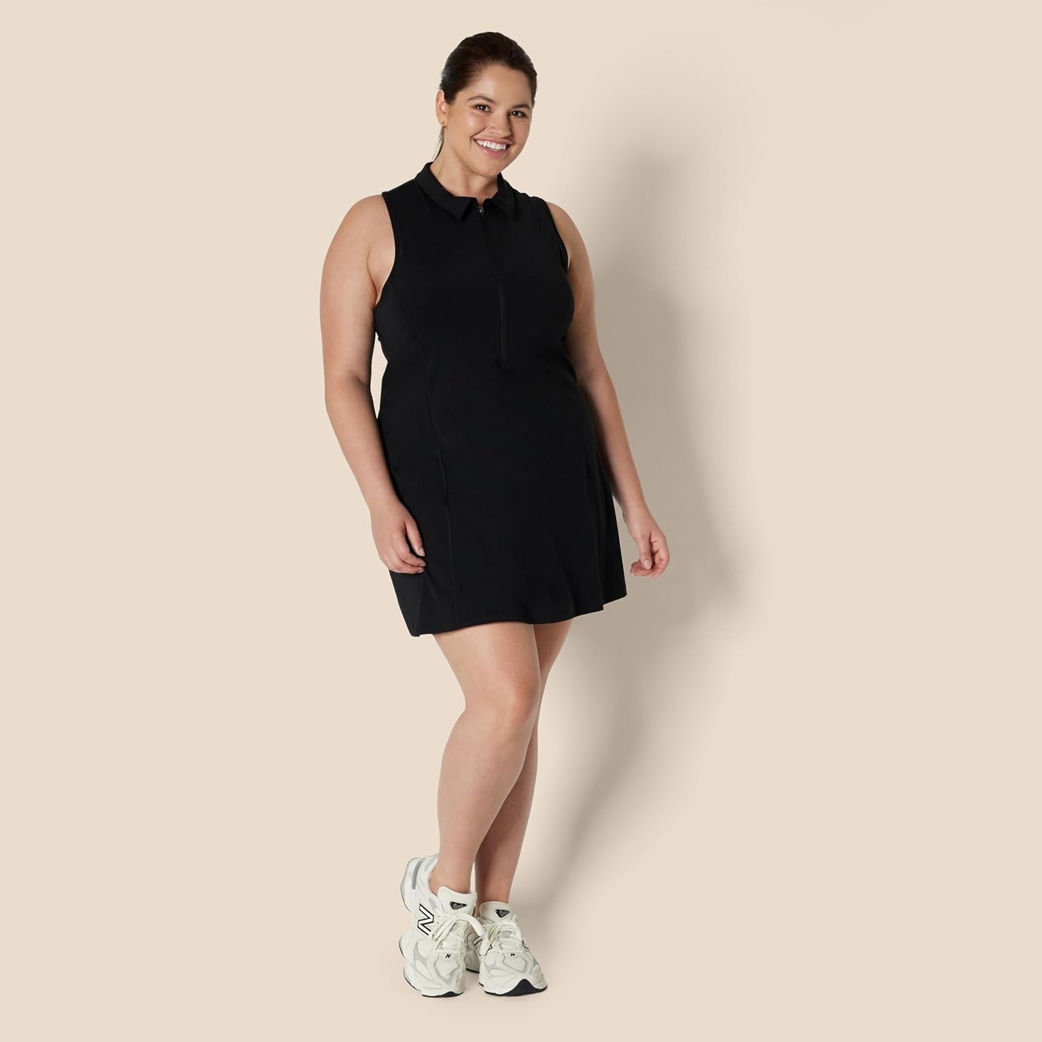 image:imageAmazon Essentials Womens Active FormFlex Buttery Soft Long Tennis DressBlack