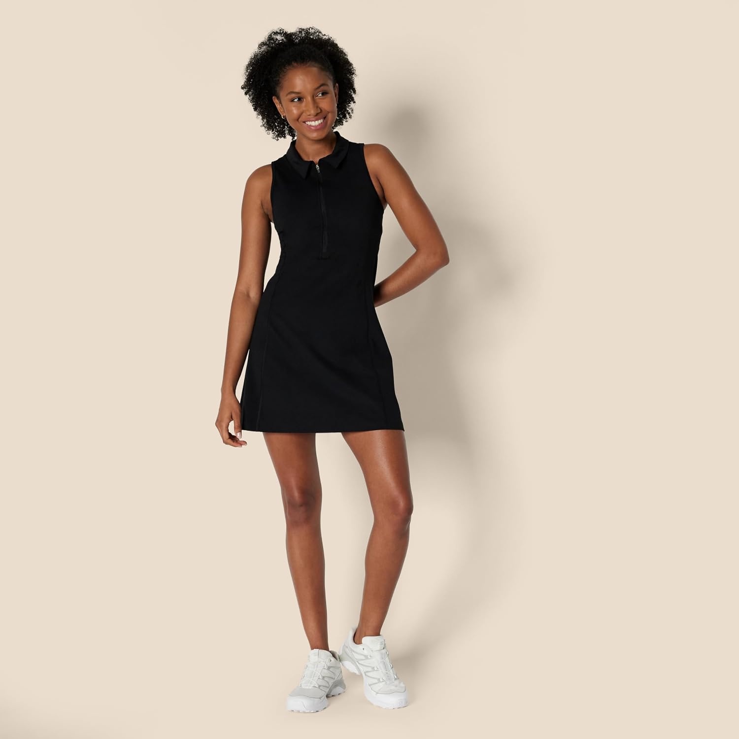 image:imageAmazon Essentials Womens Active FormFlex Buttery Soft Long Tennis DressBlack