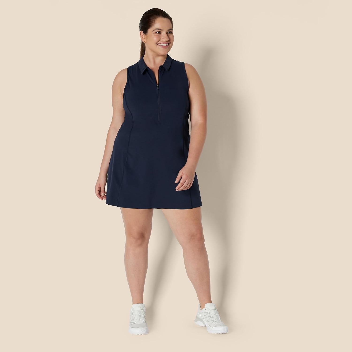 image:imageAmazon Essentials Womens Active FormFlex Buttery Soft Long Tennis DressNavy