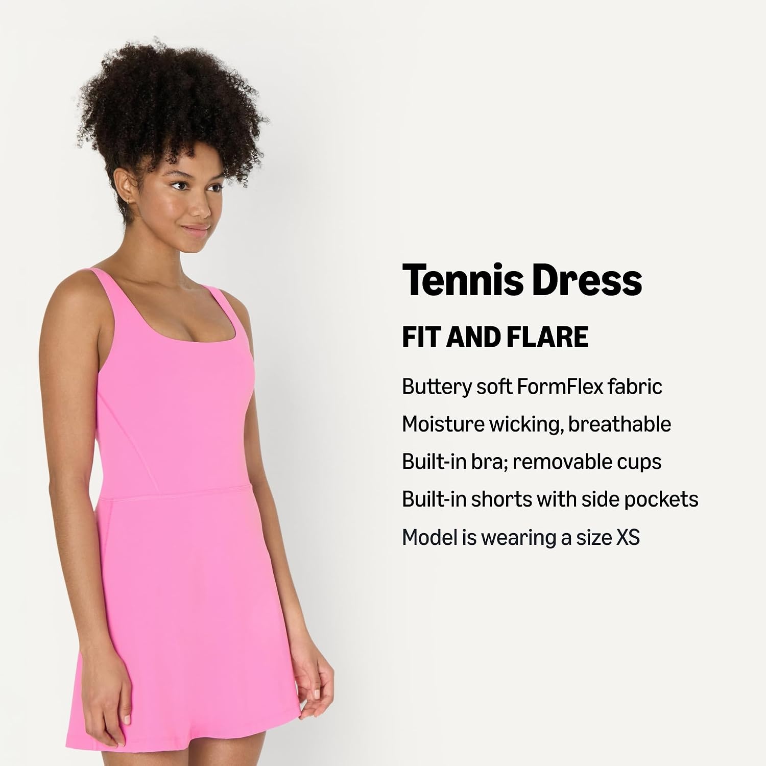 image:imageAmazon Essentials Womens Active FormFlex Buttery Soft Long Tennis DressPink