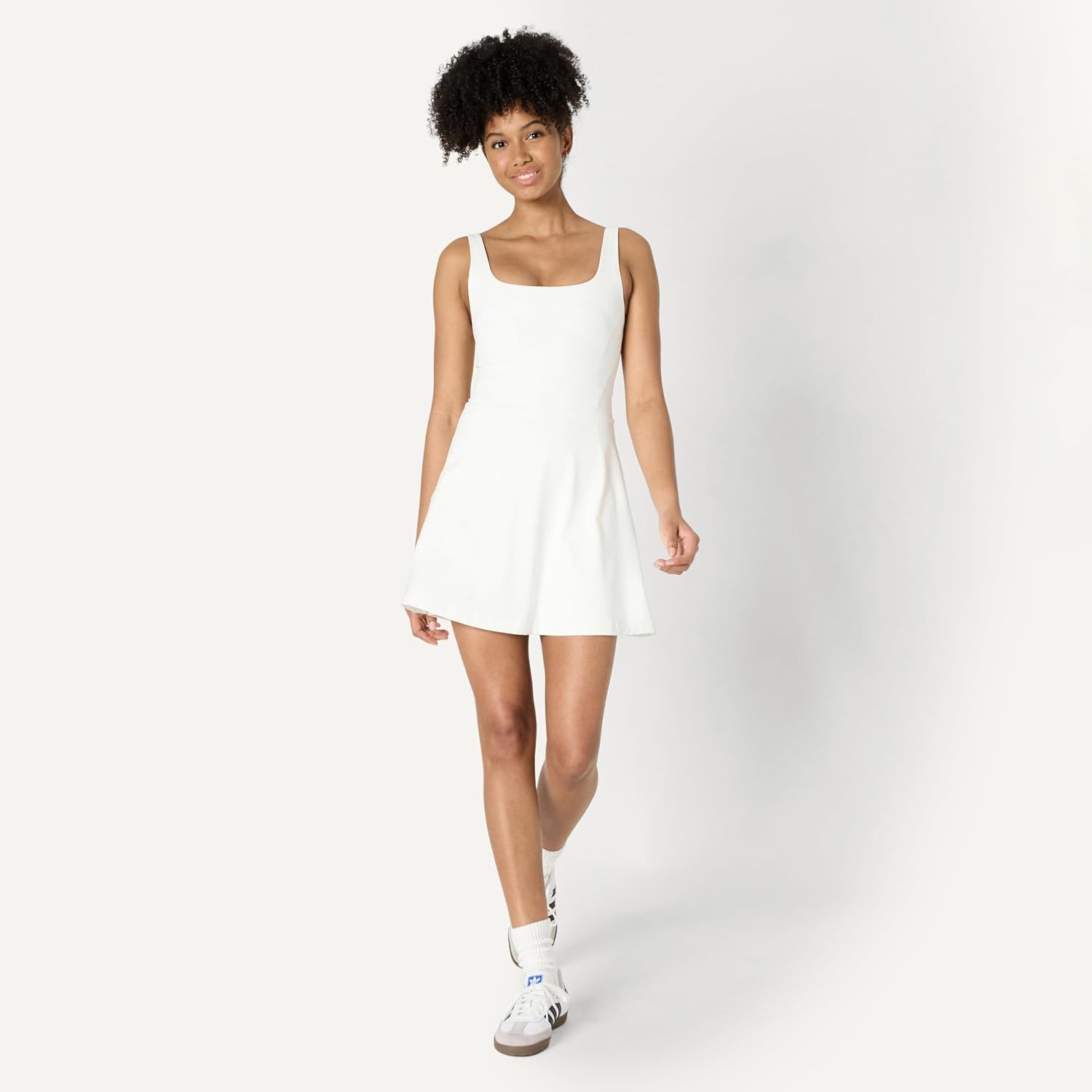 image:imageAmazon Essentials Womens Active FormFlex Buttery Soft Long Tennis DressWhite