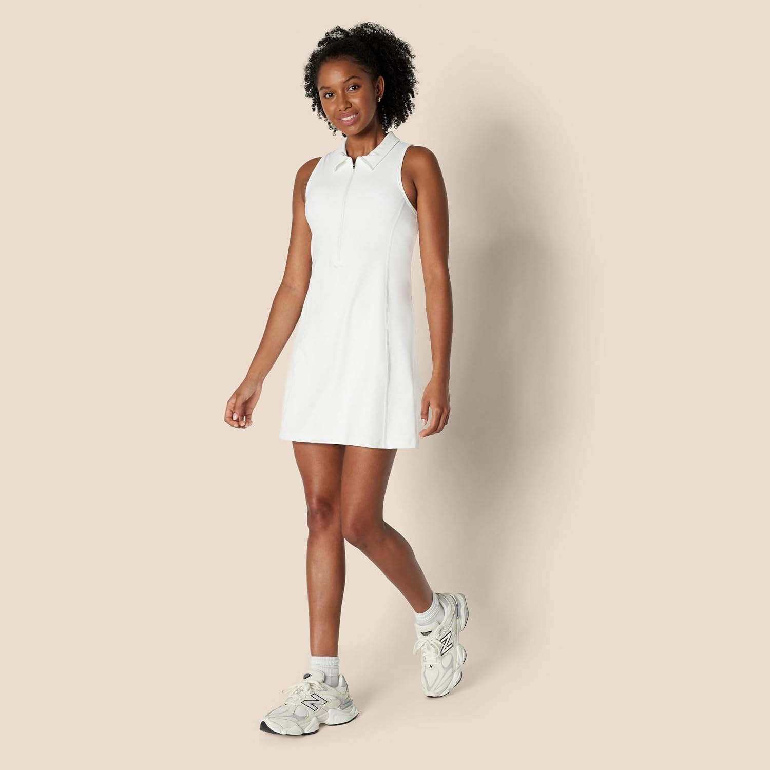 image:imageAmazon Essentials Womens Active FormFlex Buttery Soft Long Tennis DressWhite
