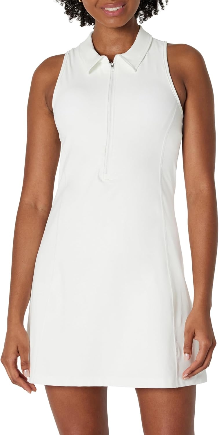 image:imageAmazon Essentials Womens Active FormFlex Buttery Soft Long Tennis DressWhite
