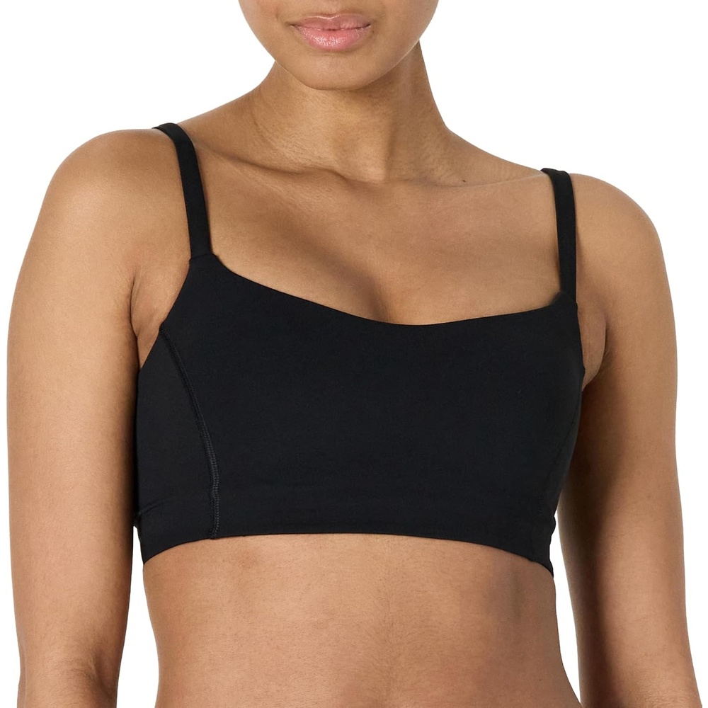image:imageAmazon Essentials Womens Active FormFlex Buttery Soft Light Support Sports Bra Removable Cups Breathable Moisture WickingBlack