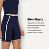 Amazon Essentials Women’s Active FormFlex Buttery Soft High Waist 7″ Yoga Biker Shorts(Navy / White)
