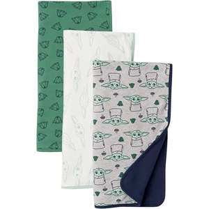 Amazon Essentials Disney | Marvel | Star Wars | Princess Unisex Kids’ Stretchy Cotton Swaddle Blankets(3-pack Star Wars the Child)