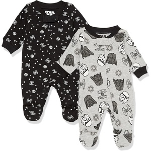 Amazon Essentials Disney | Marvel | Star Wars Unisex Babies’ Cotton Footed Sleep and Play – Discontinued Colors, Multipacks(Star Wars Troopers)