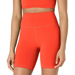Amazon Essentials Women’s Active FormFlex Buttery Soft High Waist 7″ Yoga Biker Shorts(Bright Red)