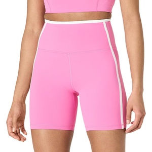 Amazon Essentials Women’s Active FormFlex Buttery Soft High Waist 7″ Yoga Biker Shorts(Pink / White)