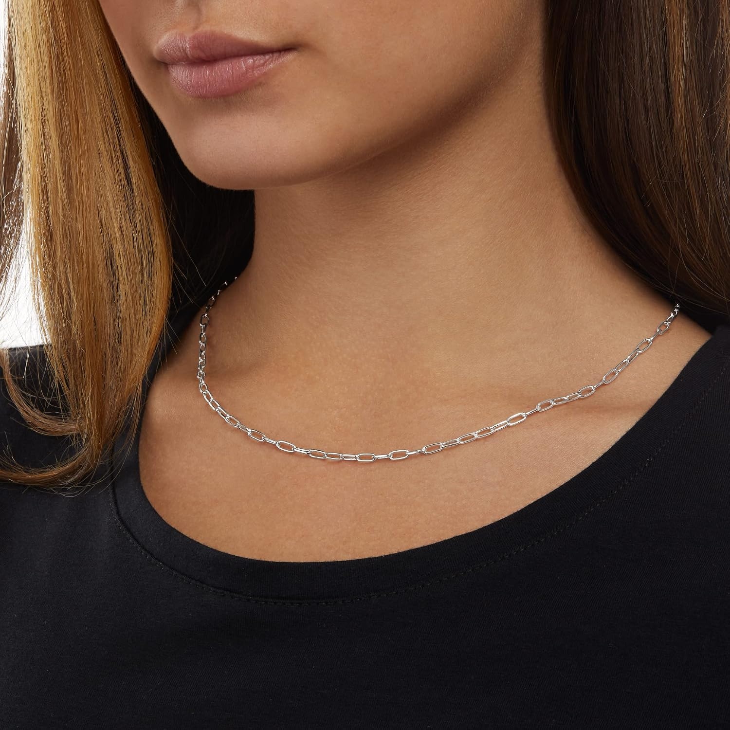 image:imageAmazon Essentials 14K Gold Plated Paperclip Chain NecklaceSilver