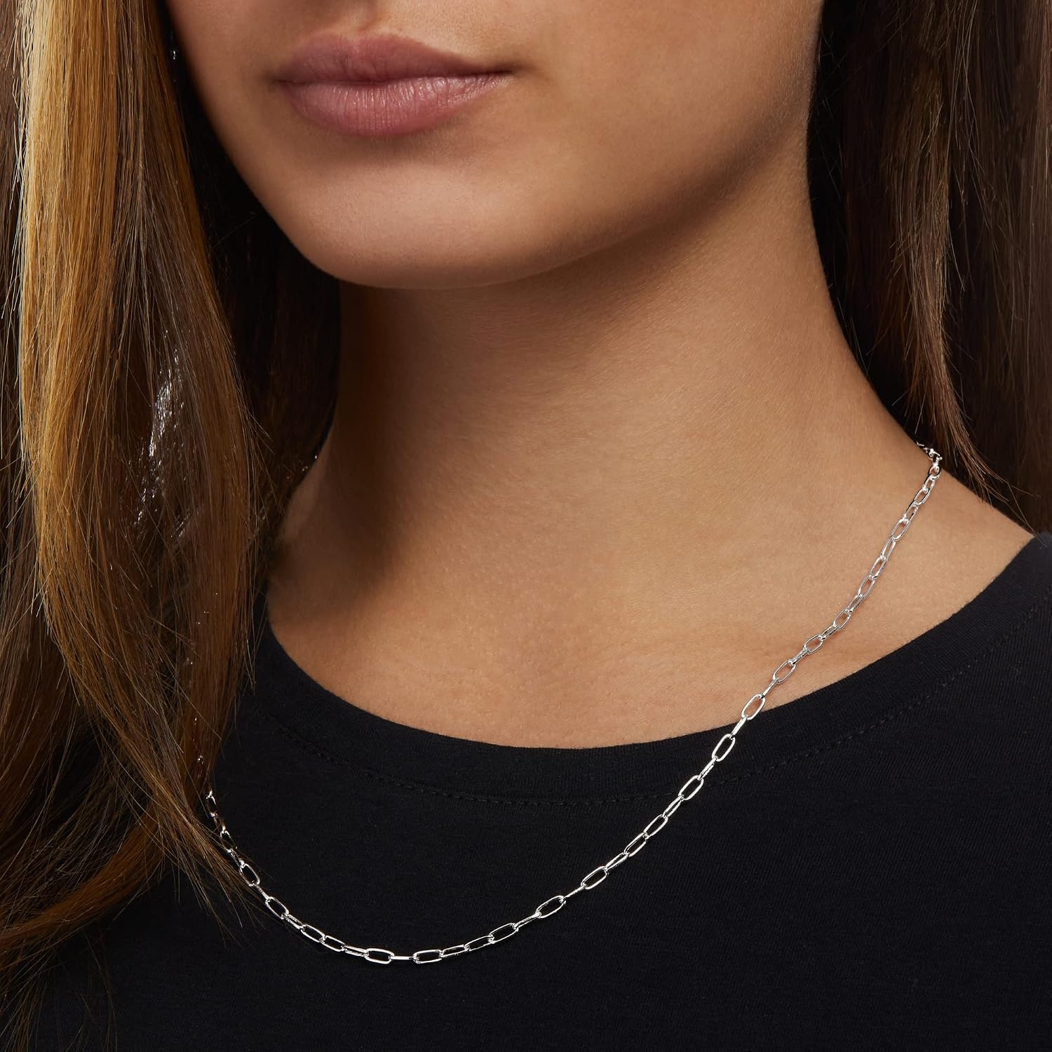 image:imageAmazon Essentials 14K Gold Plated Paperclip Chain NecklaceSilver