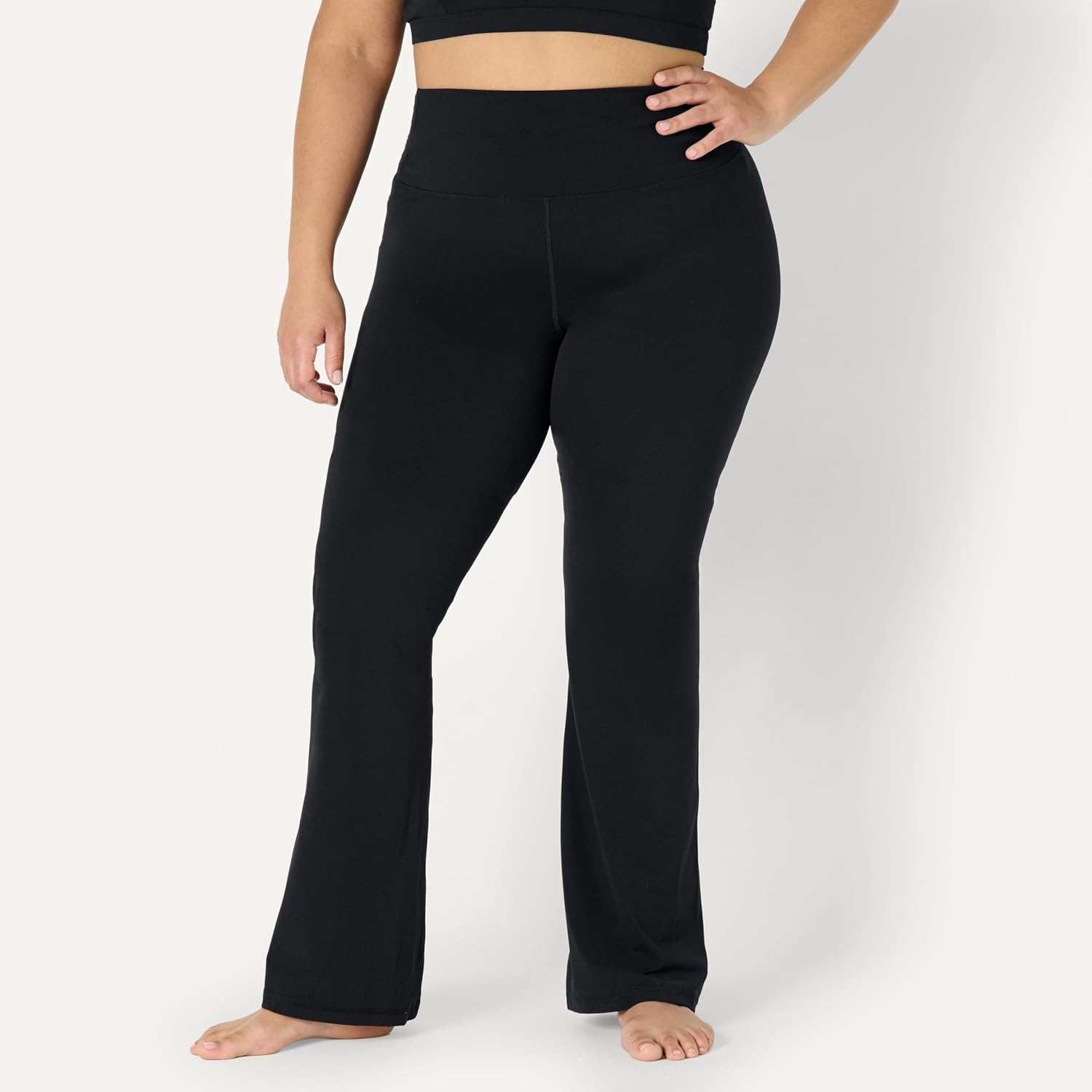 image:imageAmazon Essentials Womens Active FormFlex Buttery Soft Flared Leggings High Waist Bootcut Yoga Pants 315 InseamBlack