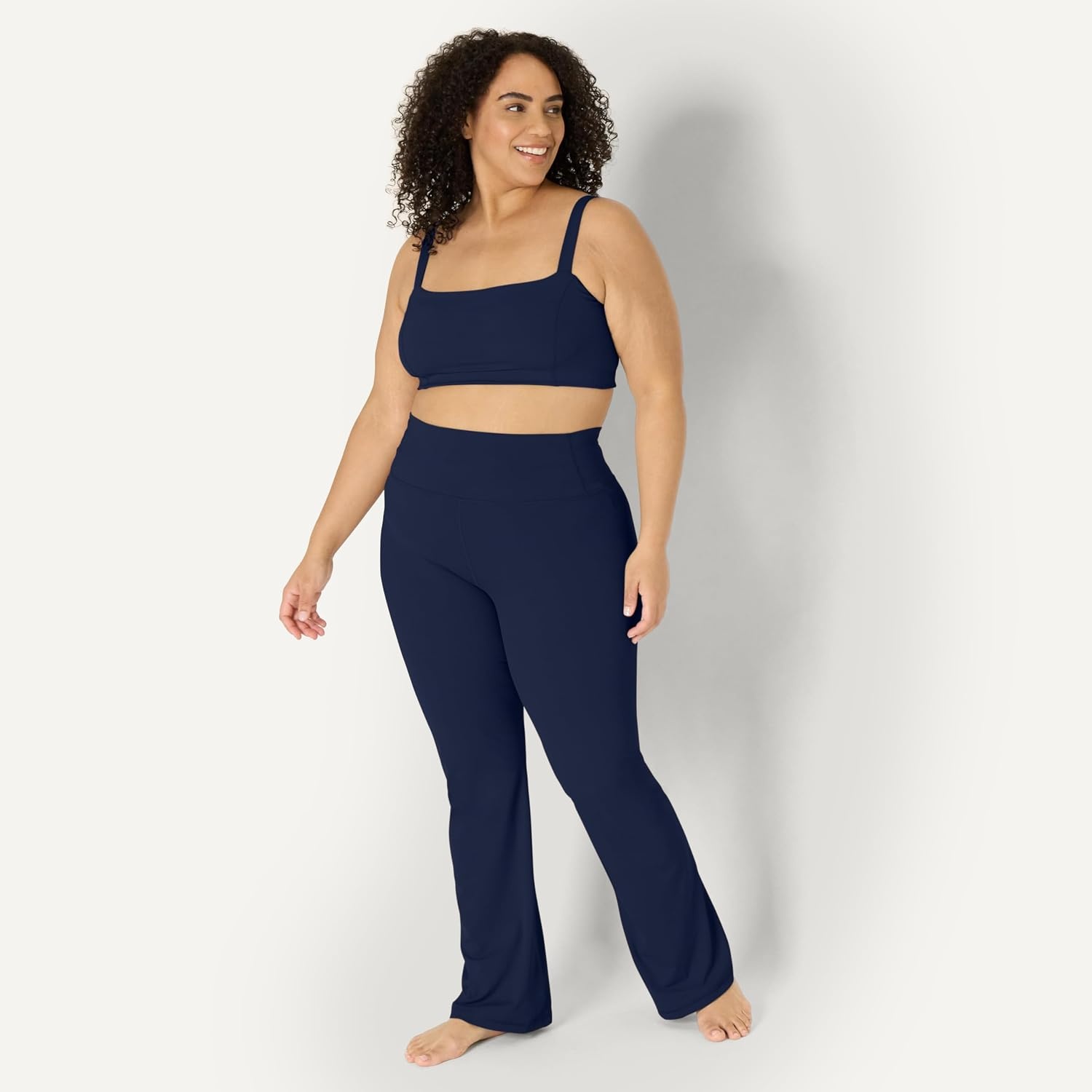 image:imageAmazon Essentials Womens Active FormFlex Buttery Soft Flared Leggings High Waist Bootcut Yoga Pants 315 InseamNavy