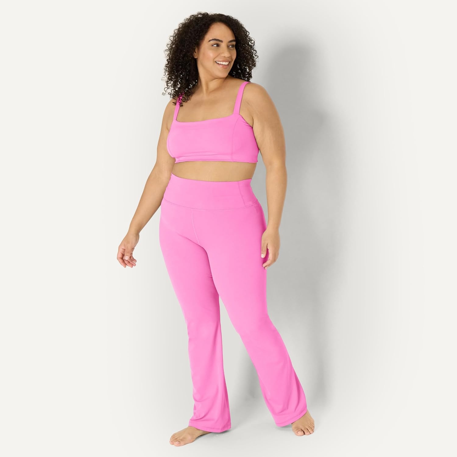 image:imageAmazon Essentials Womens Active FormFlex Buttery Soft Flared Leggings High Waist Bootcut Yoga Pants 315 InseamPink
