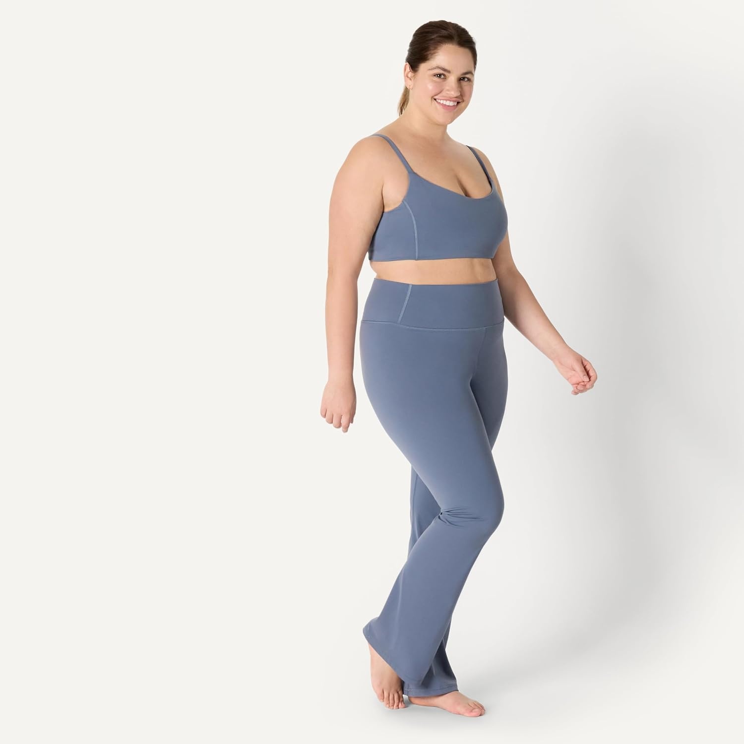 image:imageAmazon Essentials Womens Active FormFlex Buttery Soft Flared Leggings High Waist Bootcut Yoga Pants 315 InseamSlate Grey