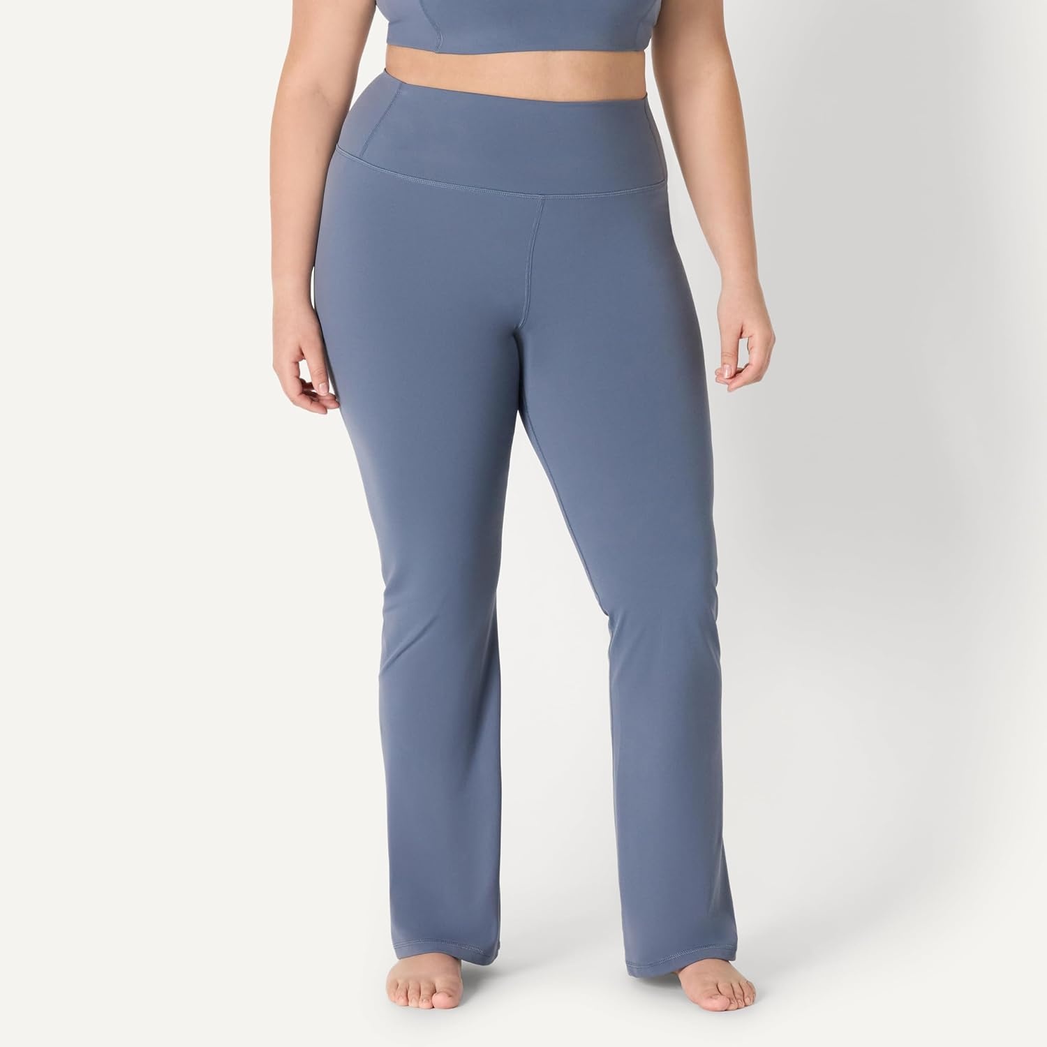 image:imageAmazon Essentials Womens Active FormFlex Buttery Soft Flared Leggings High Waist Bootcut Yoga Pants 315 InseamSlate Grey