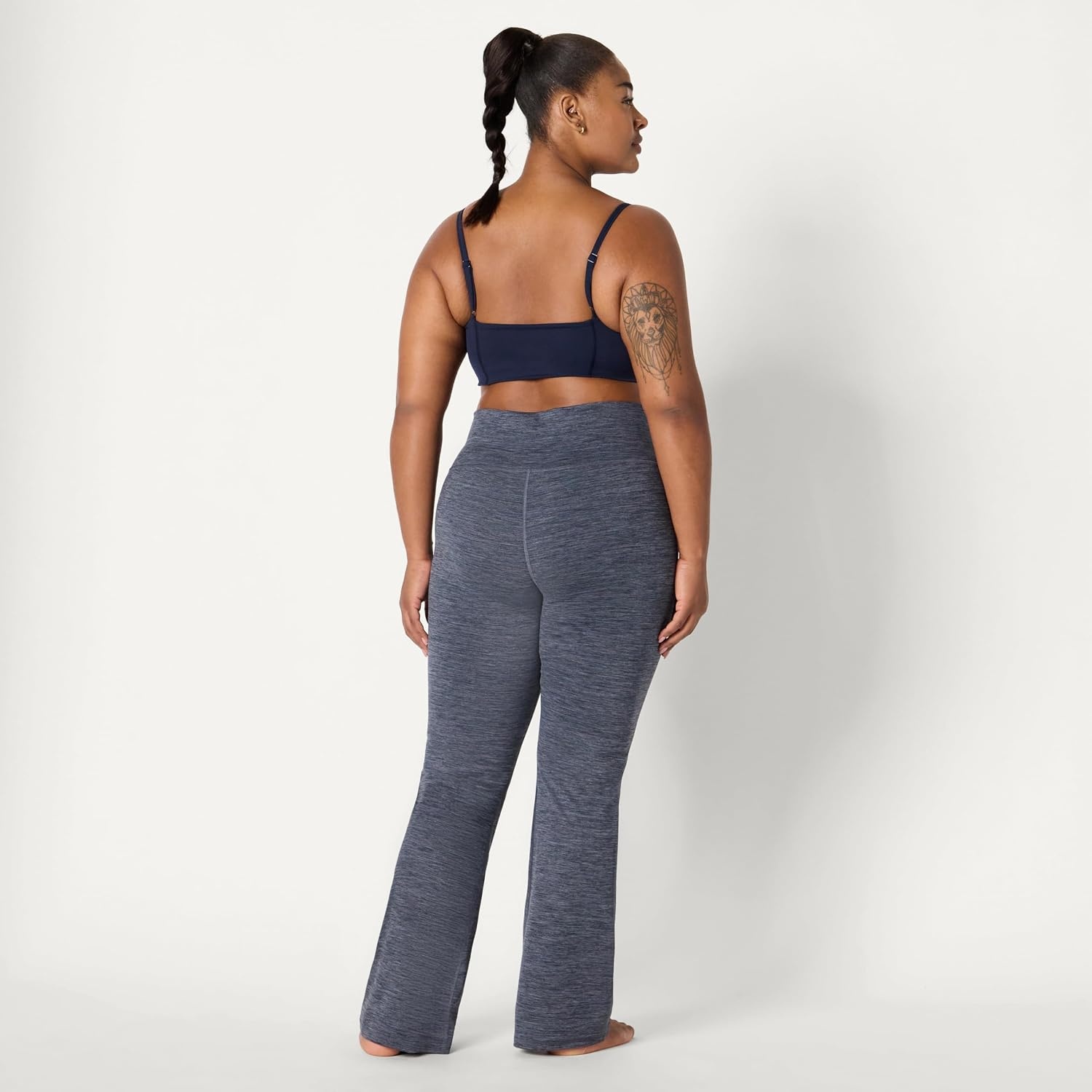image:imageAmazon Essentials Womens Active FormFlex Buttery Soft Flared Leggings High Waist Bootcut Yoga Pants 315 InseamSpace Dye Slate