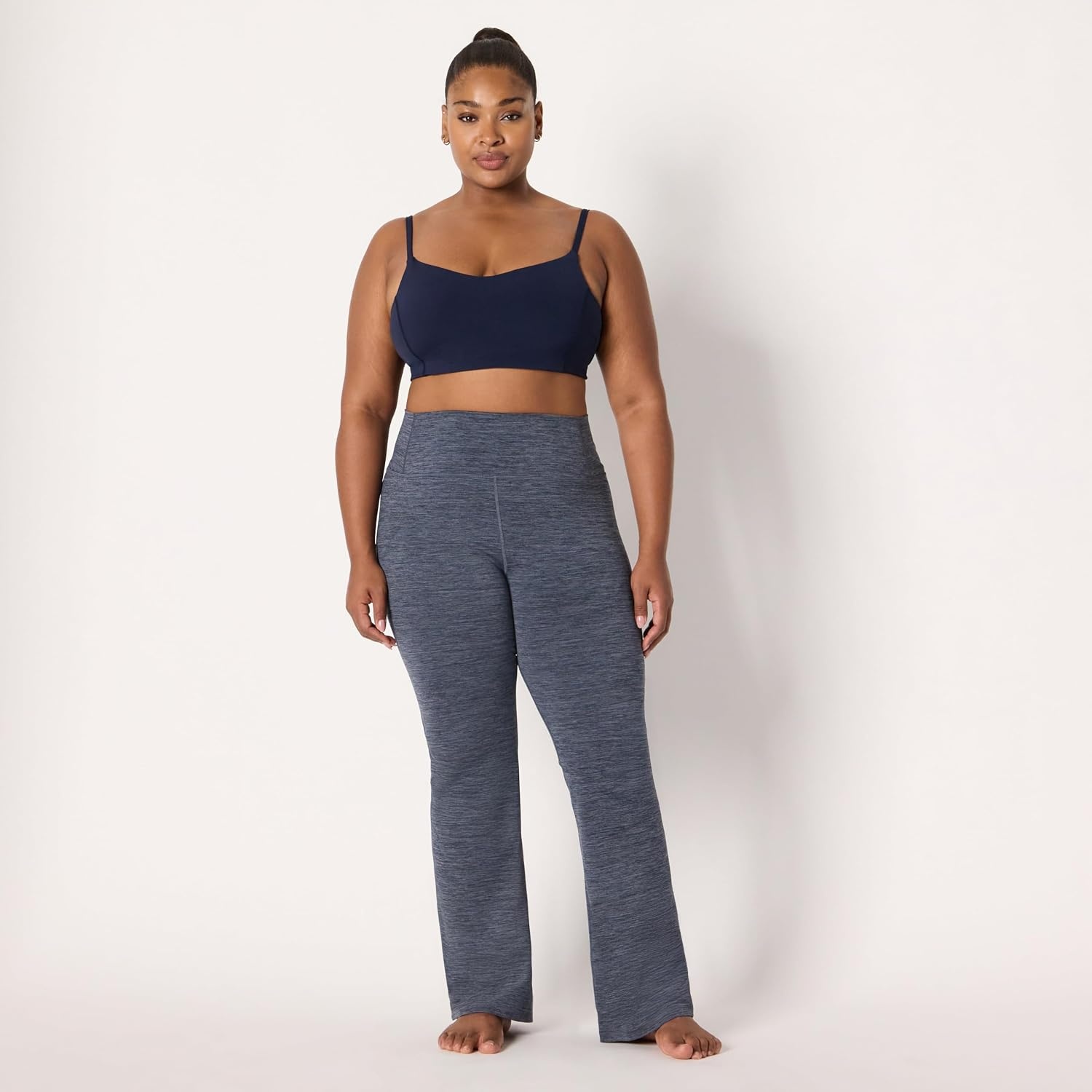 image:imageAmazon Essentials Womens Active FormFlex Buttery Soft Flared Leggings High Waist Bootcut Yoga Pants 315 InseamSpace Dye Slate