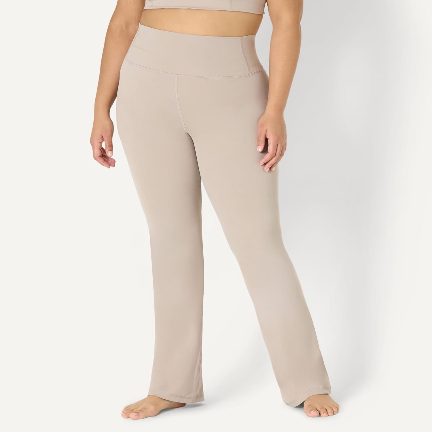 image:imageAmazon Essentials Womens Active FormFlex Buttery Soft Flared Leggings High Waist Bootcut Yoga Pants 315 InseamTaupe