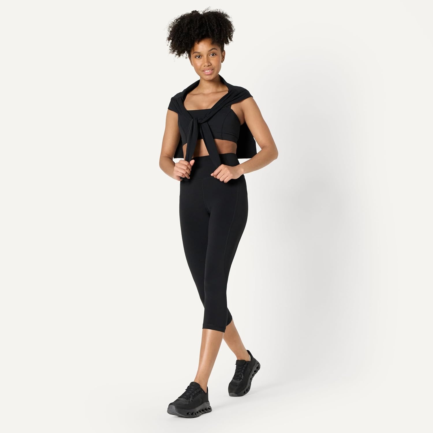 image:imageAmazon Essentials Womens Active FormFlex Buttery Soft High Waist Capri Yoga Workout LeggingsBlack