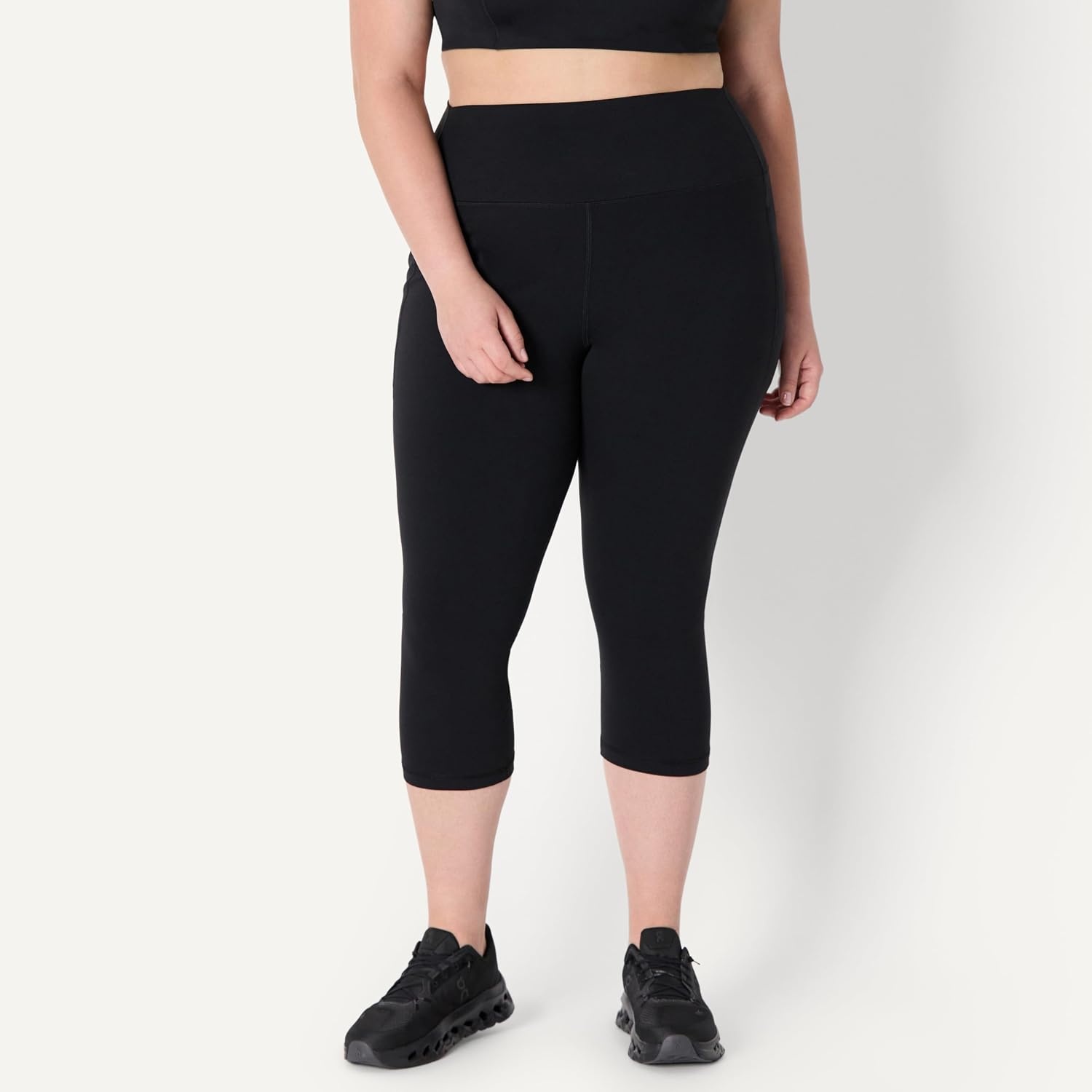 image:imageAmazon Essentials Womens Active FormFlex Buttery Soft High Waist Capri Yoga Workout LeggingsBlack