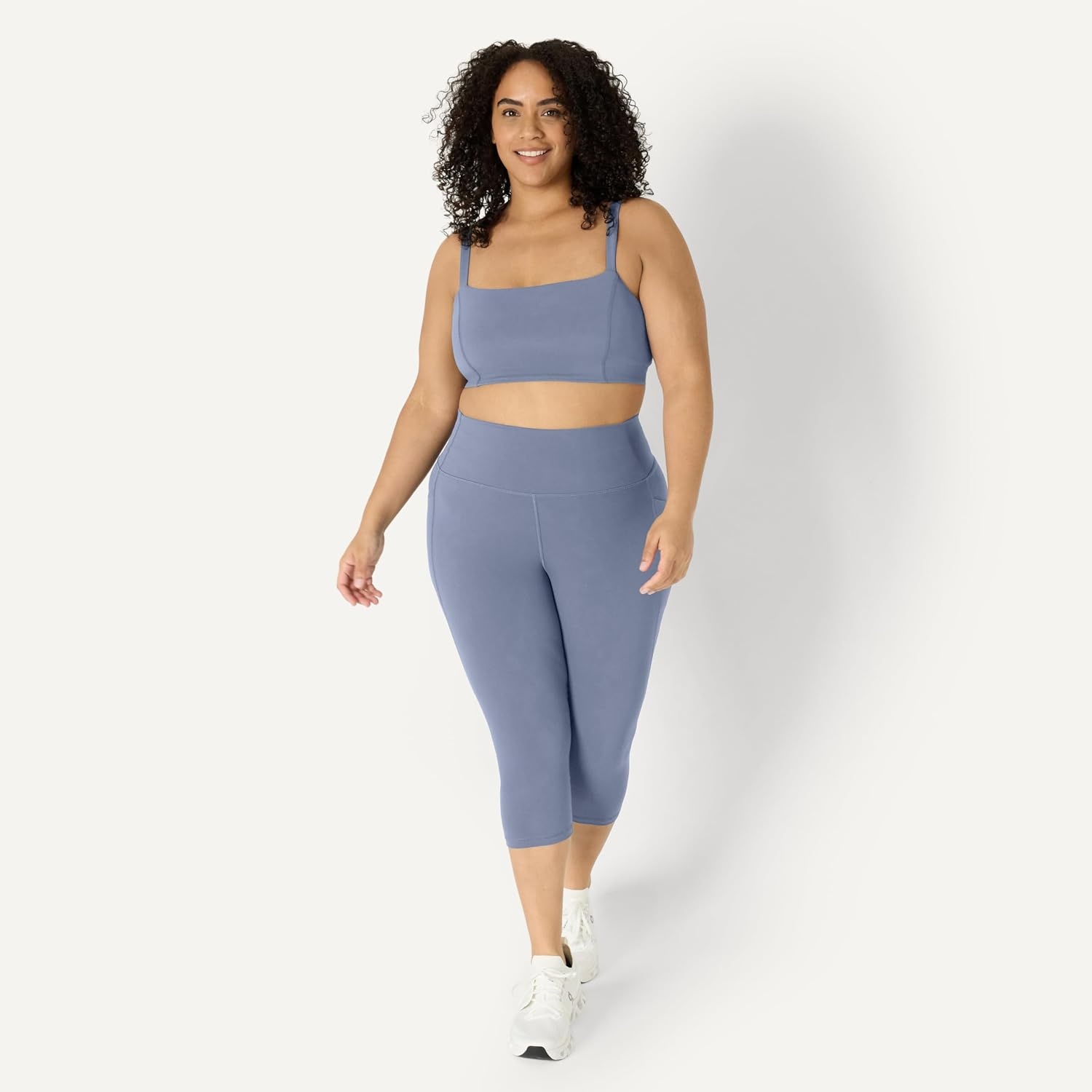 image:imageAmazon Essentials Womens Active FormFlex Buttery Soft High Waist Capri Yoga Workout LeggingsSlate Grey