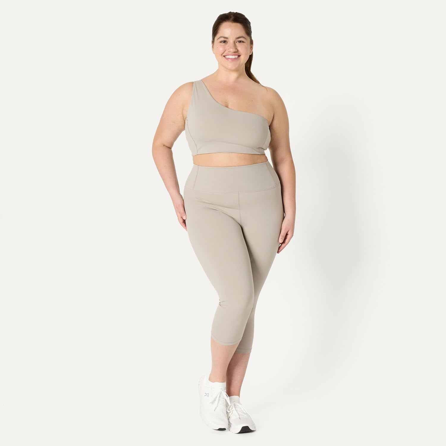 image:imageAmazon Essentials Womens Active FormFlex Buttery Soft High Waist Capri Yoga Workout LeggingsTaupe