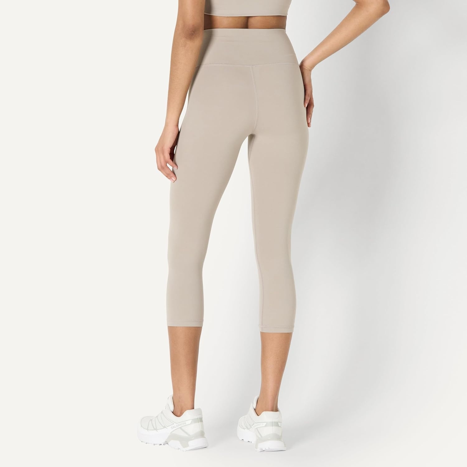 image:imageAmazon Essentials Womens Active FormFlex Buttery Soft High Waist Capri Yoga Workout LeggingsTaupe