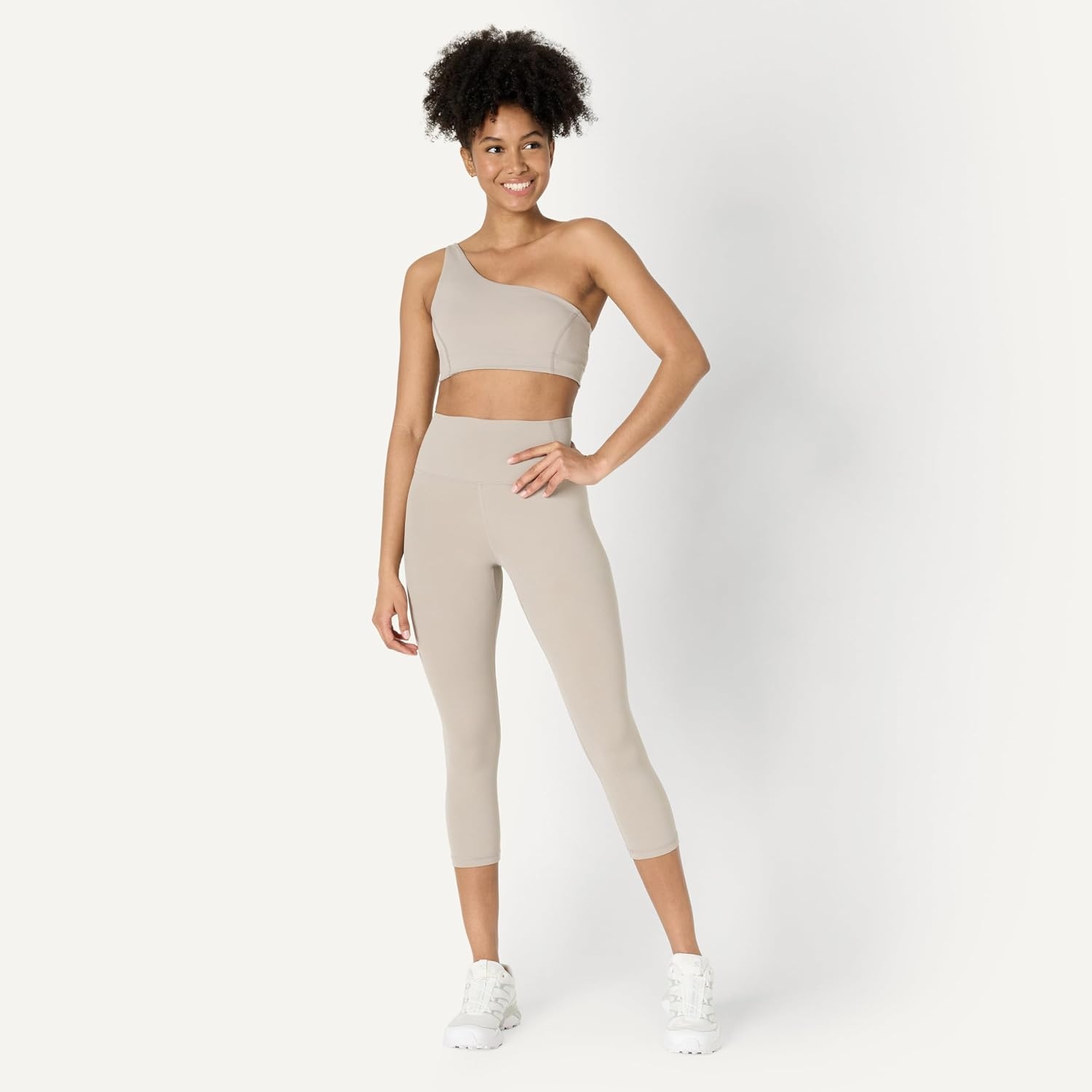 image:imageAmazon Essentials Womens Active FormFlex Buttery Soft High Waist Capri Yoga Workout LeggingsTaupe