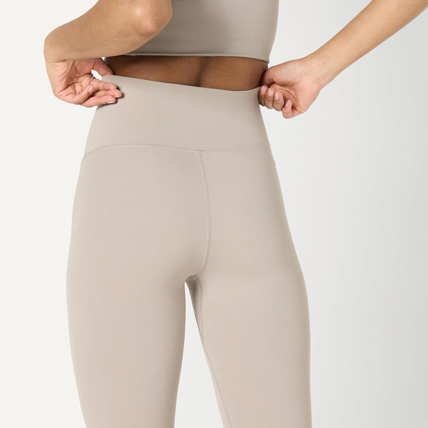 image:imageAmazon Essentials Womens Active FormFlex Buttery Soft High Waist Capri Yoga Workout LeggingsTaupe
