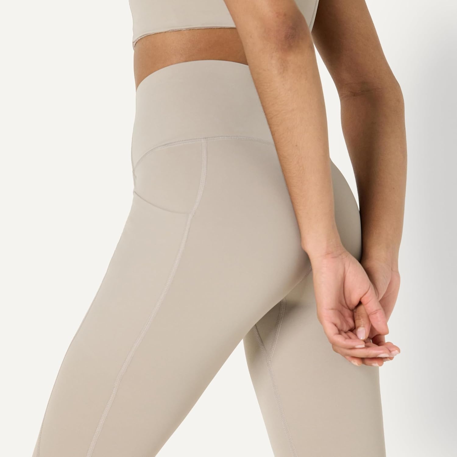 image:imageAmazon Essentials Womens Active FormFlex Buttery Soft High Waist Capri Yoga Workout LeggingsTaupe