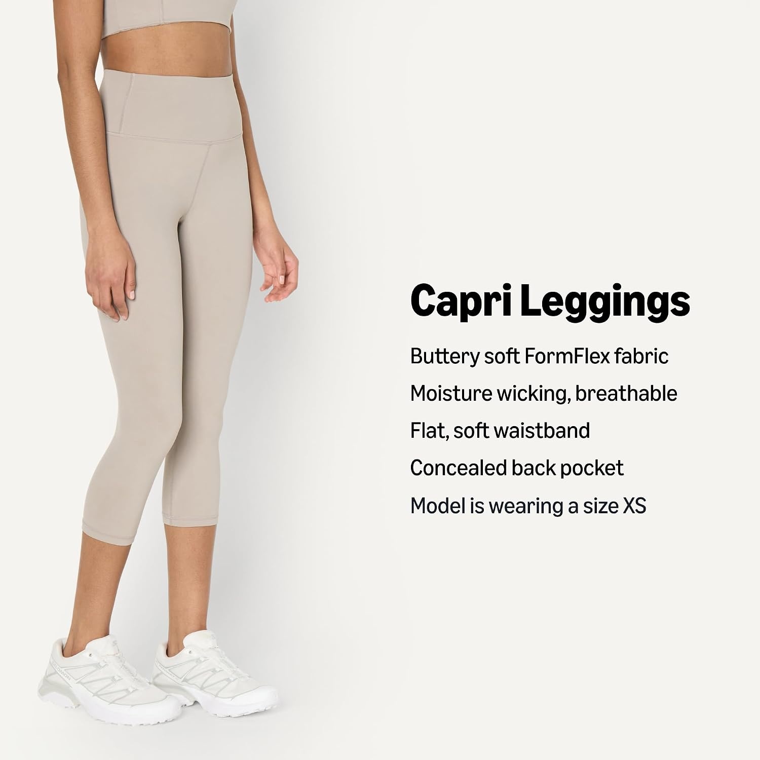 image:imageAmazon Essentials Womens Active FormFlex Buttery Soft High Waist Capri Yoga Workout LeggingsTaupe