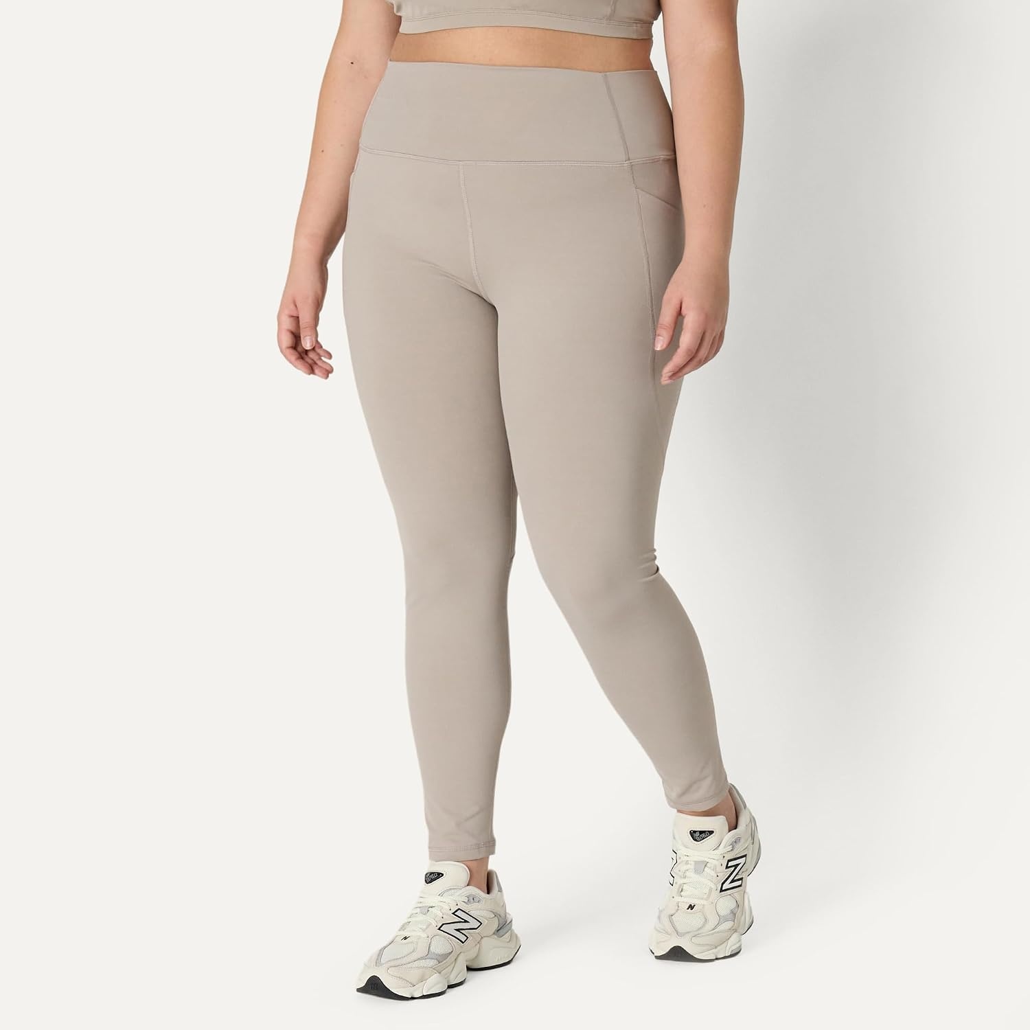 image:imageAmazon Essentials Womens Active FormFlex Buttery Soft High Waist Yoga Workout LeggingsTaupe