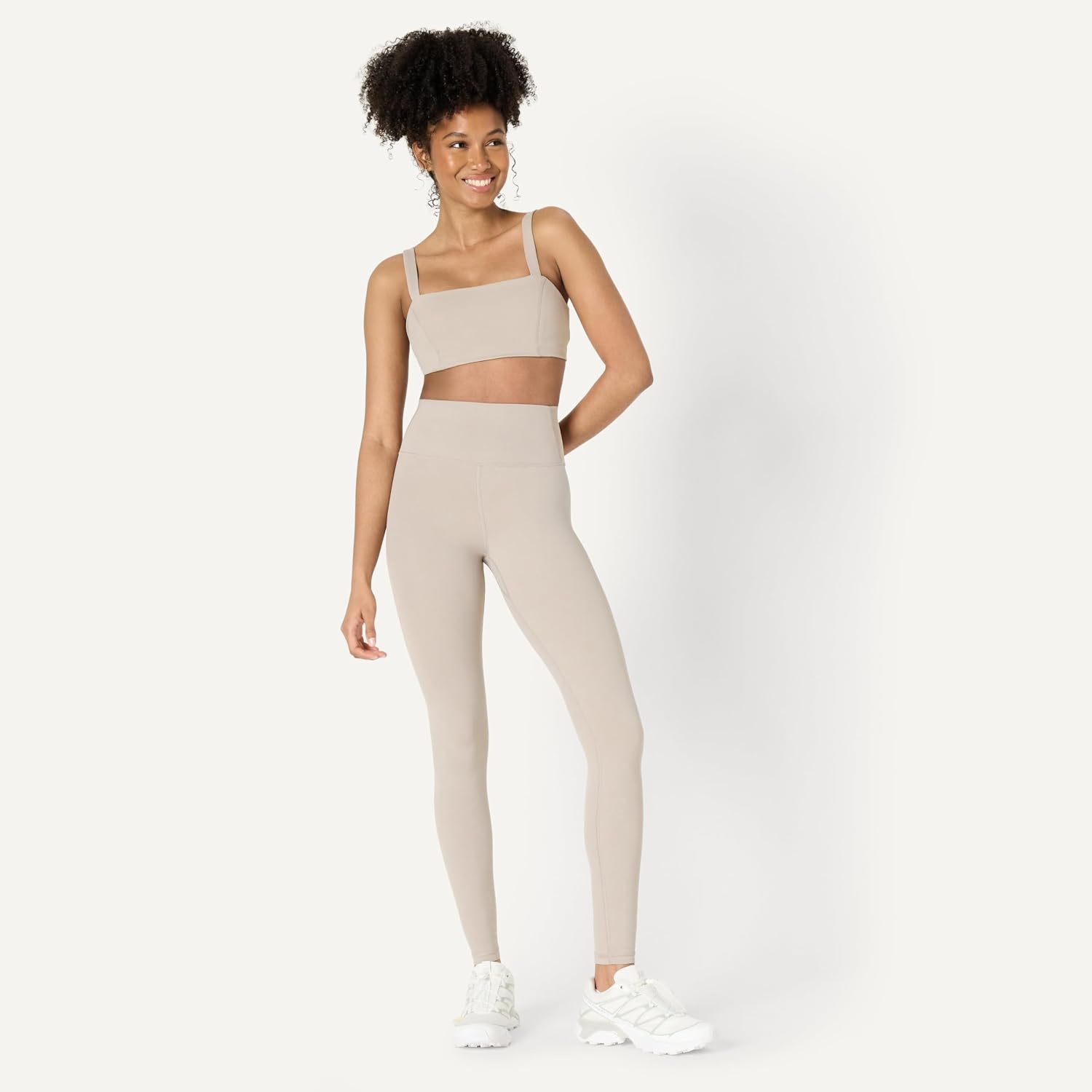 image:imageAmazon Essentials Womens Active FormFlex Buttery Soft High Waist Yoga Workout LeggingsTaupe