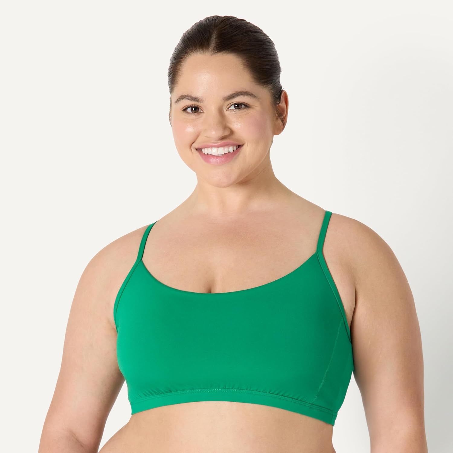 image:imageAmazon Essentials Womens Active FormFlex Buttery Soft Light Support YBack Thin Strap Moisture Wicking Yoga Sports BraEmerald Green