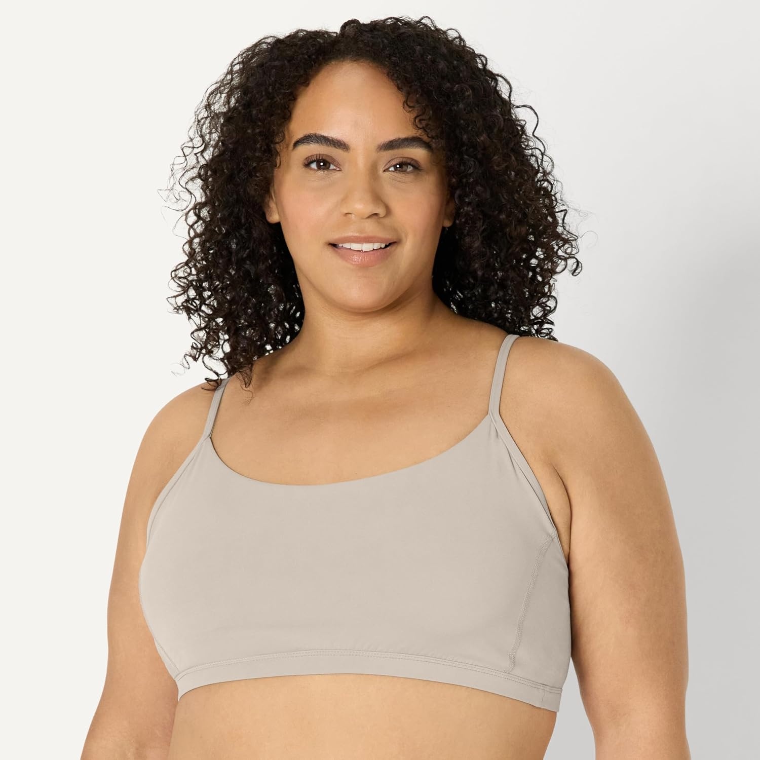 image:imageAmazon Essentials Womens Active FormFlex Buttery Soft Light Support YBack Thin Strap Moisture Wicking Yoga Sports BraTaupe